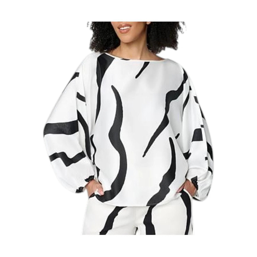 Megan Renee Women's Hammered Satin Top White - Regular